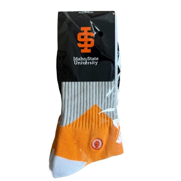 Albian Center Unisex OSFM Idaho State University Orange/Gray/Black Socks - Picture 1 of 2